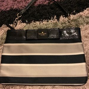 Kate Spade black brown & cream strips vinyl purse